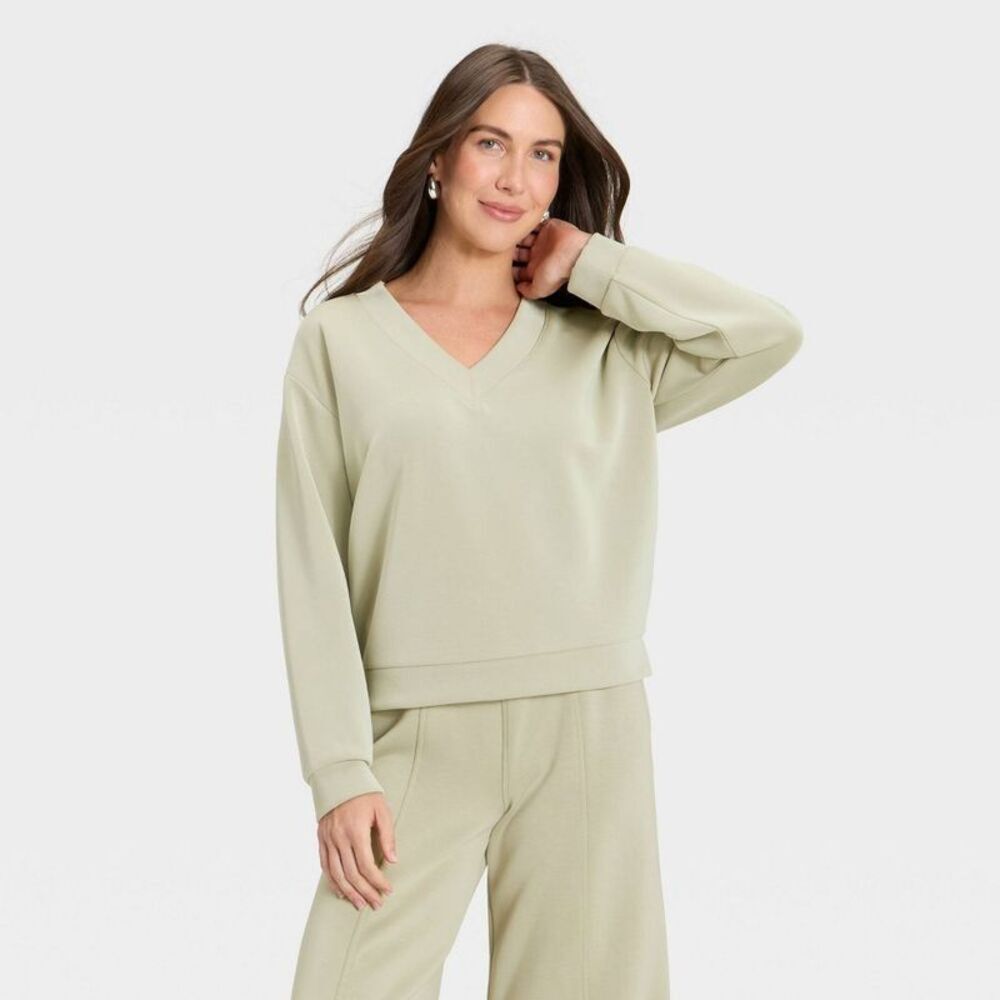 Women's Sandwash Sweatshirt - A New Day Light Green S
